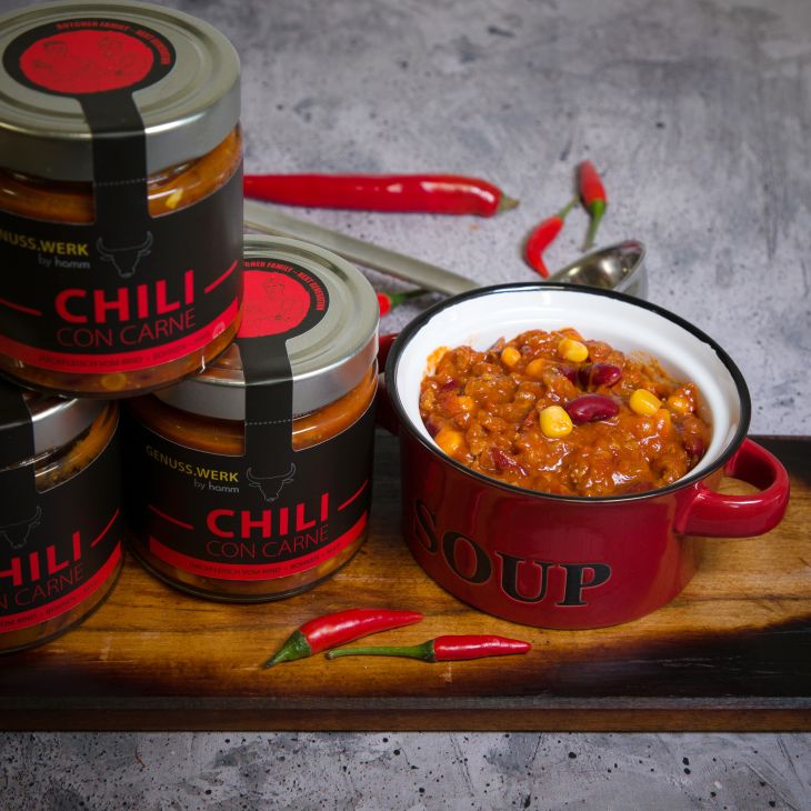 Chili con carne, im Glas